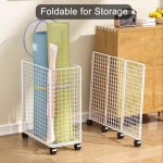 Yoga Mat Storage Rack - Mobile Yoga Mat Organizer, Foldable Display Stand for Exercise Mats, Multifunctional Storage for Yoga Equipment, Gold Color